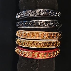 Vita Fede Monaco Single Row Chain Multiple Color Leather Band New